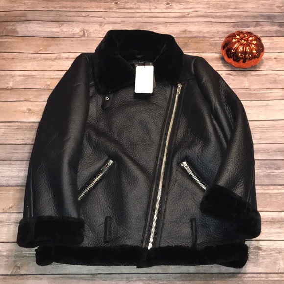 Zara Jackets & Blazers - NWT Faux Leather With Faux Fur Size Small
